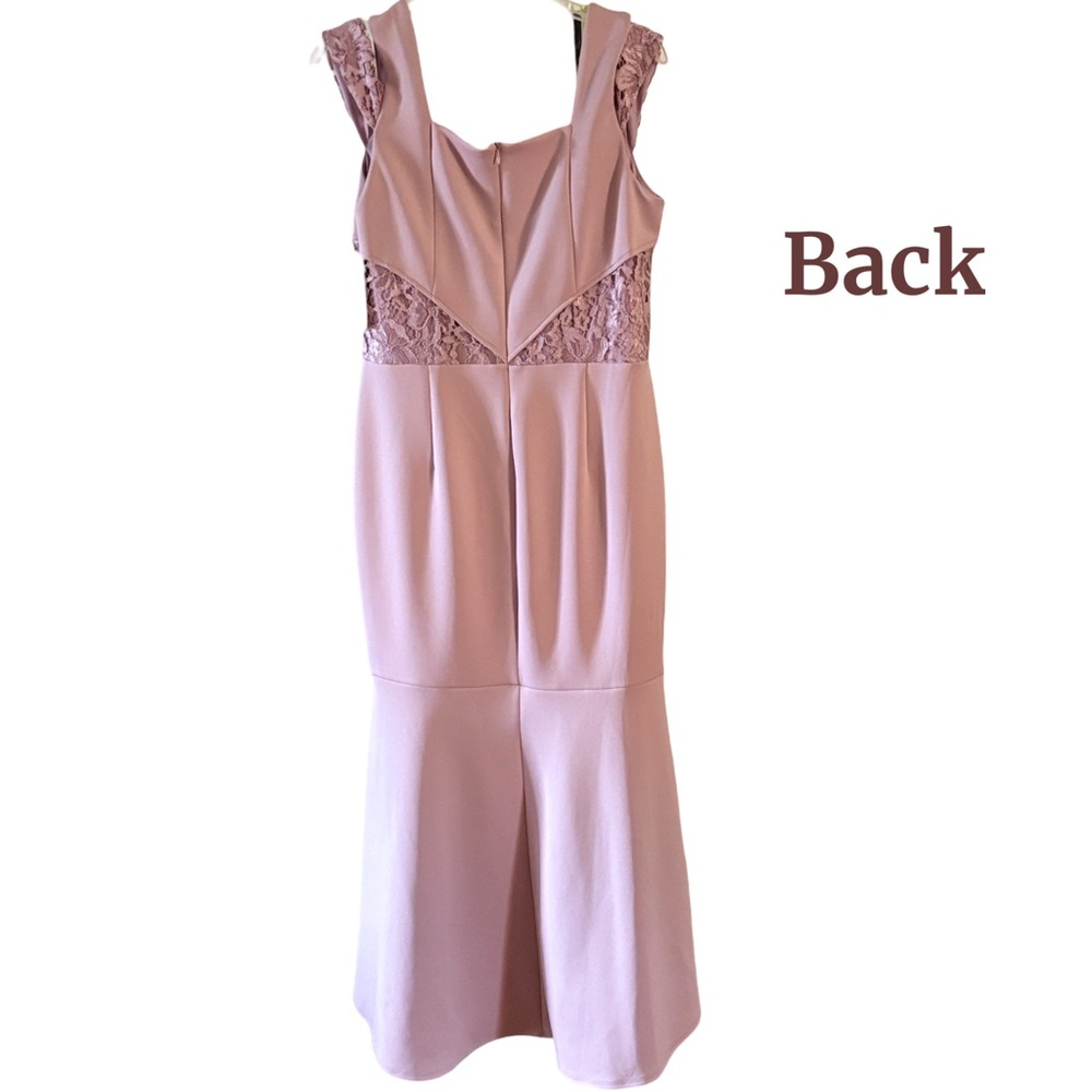 Pale Pink Lace Semi Formal Mermaid Full Length Dress Size 14 Petite - Picture 5 of 8